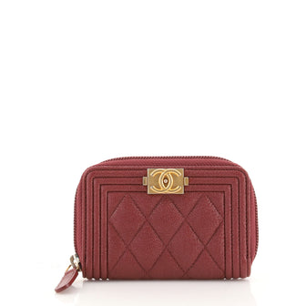 Chanel Boy Zip Coin Purse Quilted Caviar Small