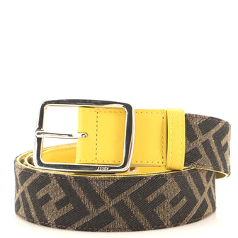 Fendi FF Belt Zucca Canvas and Leather Wide