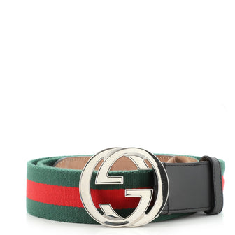 Gucci Interlocking G Web Belt Canvas Wide