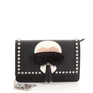 Fendi Karlito Wallet on Chain Studded Saffiano Leather