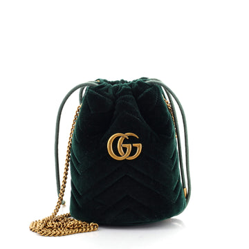 Gucci GG Marmont Bucket Bag Matelasse Velvet Mini