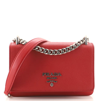 Prada Chain Flap Crossbody Bag Saffiano and Soft Calf Small
