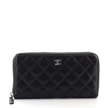 Chanel Zip Around Wallet Quilted Lambskin Long