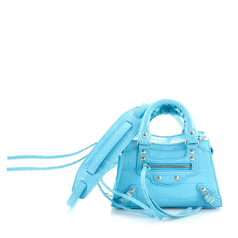 Balenciaga City Nano Shoulder Bag Blue Leather