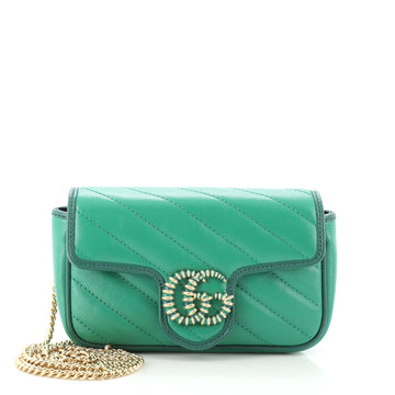 Gucci GG Marmont Flap Bag Diagonal Quilted Leather Super Mini