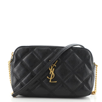 Saint Laurent Becky Double Zip Crossbody Pouch Quilted Leather Mini