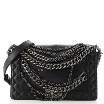 Chanel Boy Flap Bag Enchained Lambskin Old Medium