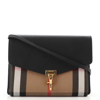 Burberry Macken Crossbody Bag Leather and House Check Canvas Small