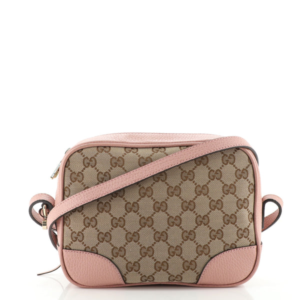 GUCCI Bree GG Canvas Leather Crossbody Bag Pink 449413