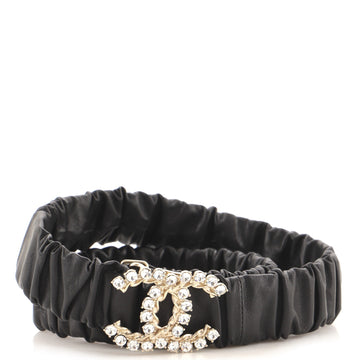 Chanel CC Elastic Belt Leather with Metal and Crystals