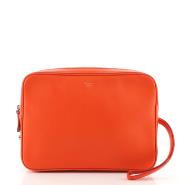 Celine Side Lock Dragonne Pouch Leather