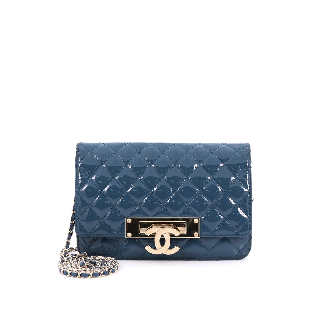Buy Chanel Golden Class Wallet on Chain Quilted Patent Blue 1392401