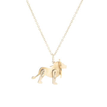 Tiffany & Co. Save The Wild Lion Charm Pendant Necklace Sterling Silver with 18K Yellow Gold