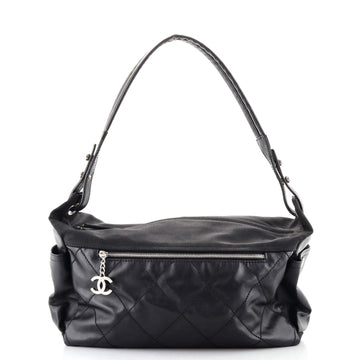 Chanel Biarritz Hobo Quilted Coated Canvas Large