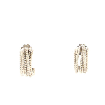 David Yurman Crossover Huggie Hoop Earrings Sterling Silver with Pave Diamonds