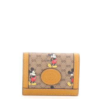 Gucci Disney Mickey Mouse Card Case Wallet Printed Mini GG Coated Canvas