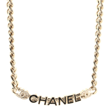 Chanel Logo CC Plate Choker Necklace Metal with Enamel