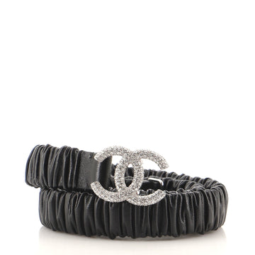Chanel CC Elastic Belt Leather with Metal and Crystals