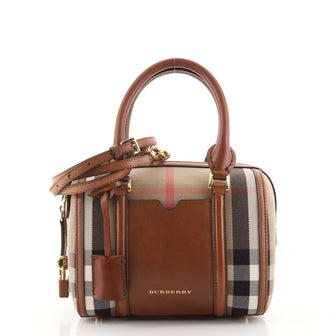 Burberry Alchester Convertible Satchel House Check and Leather Small