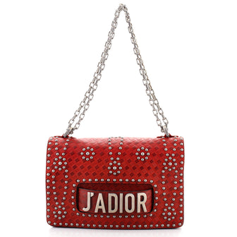 Christian Dior J'Adior Flap Bag Studded Embossed Leather Medium