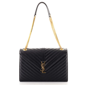 Saint Laurent Classic Monogram Envelope Satchel Matelasse Chevron Leather Large