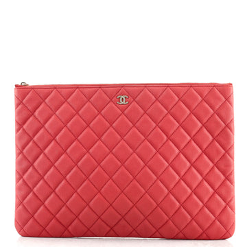 Chanel O Case Clutch Quilted Caviar Large