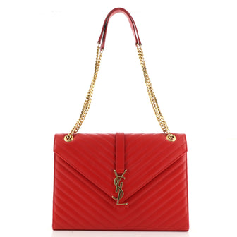 Saint Laurent Classic Monogram Envelope Satchel Matelasse Chevron Leather Large