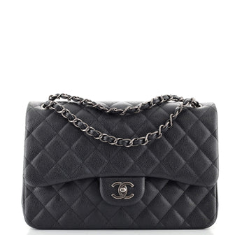 Chanel Classic Double Flap Bag Quilted Caviar Jumbo