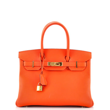 Hermes Birkin Handbag Orange Epsom with Gold Hardware 30