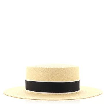 Chanel Boater Hat Straw with Grosgrain