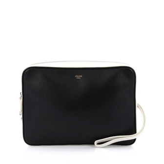 Celine Side Lock Dragonne Pouch Leather Black
