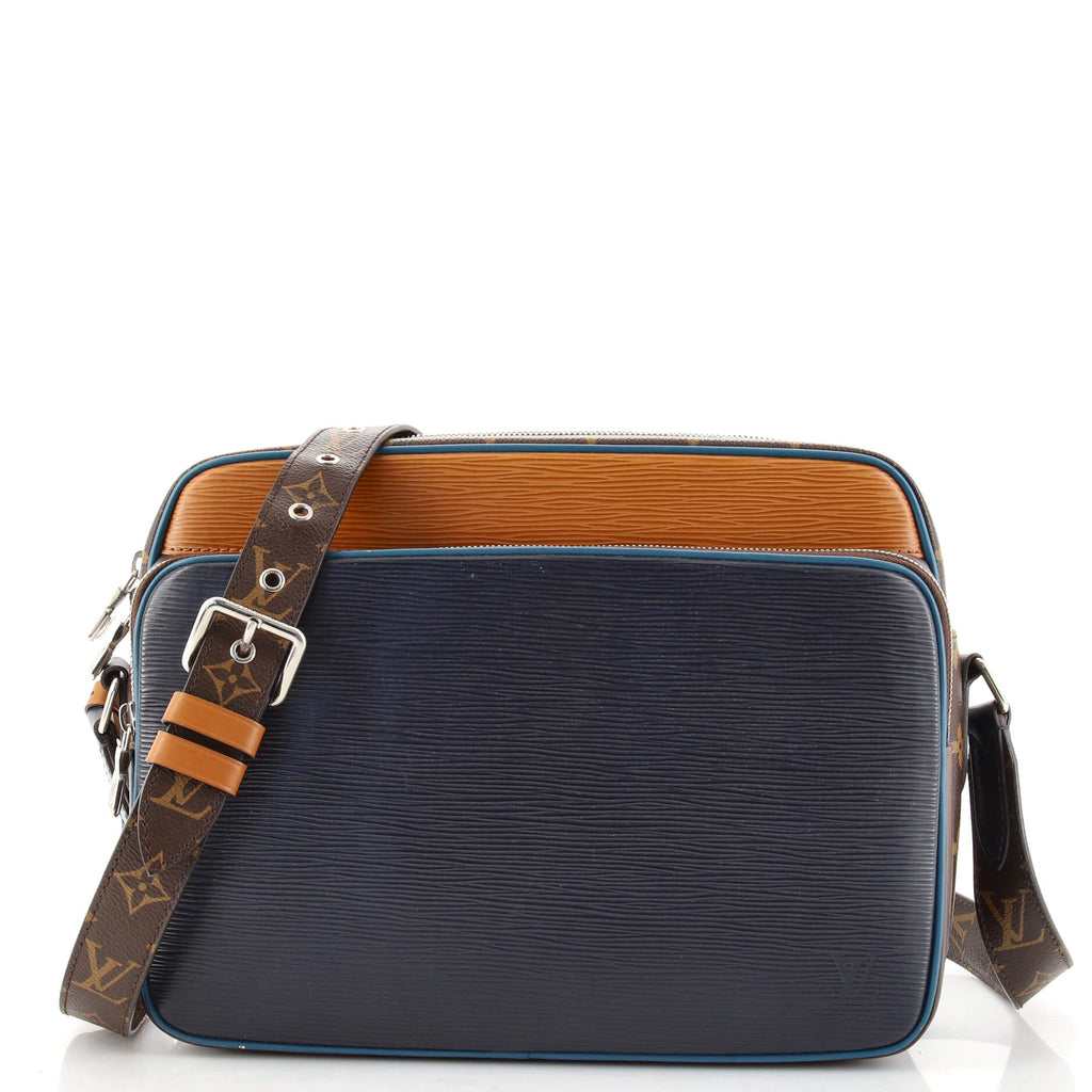 Louis Vuitton Nil Slim Messenger Bag Epi Leather with Monogram Canvas PM  Blue 1396701