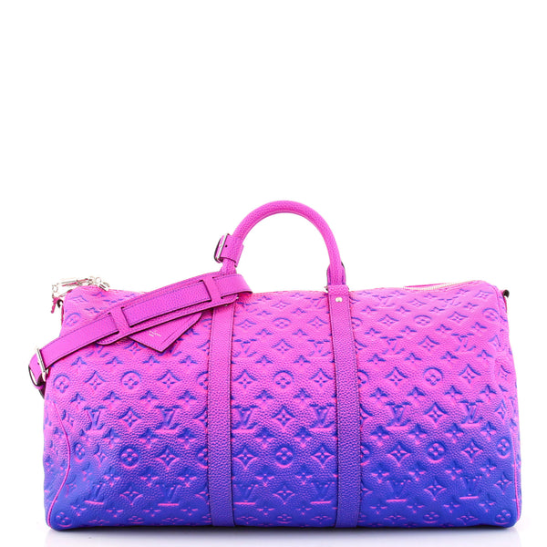 Louis Vuitton Keepall Bandouliere Bag Limited Edition Illusion Monogram  Taurillon Leather 50 Blue 22650944