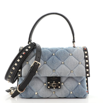 Valentino Candystud Top Handle Bag Denim Medium
