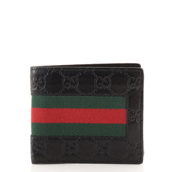 Gucci Web Bifold Wallet Guccissima Leather