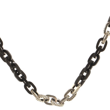 John Hardy Dot Long Link Necklace Sterling Silver and Wood