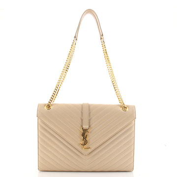 Saint Laurent Classic Monogram Envelope Satchel Matelasse Chevron Leather Large