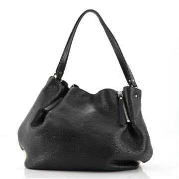 Burberry Maidstone Tote Leather and House Check Canvas Medium