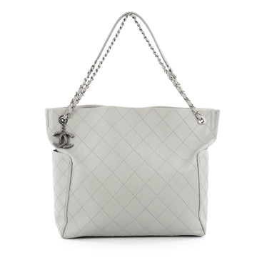 Chanel CC Pocket Shoulder Bag Quilted Calfskin Large Gray
