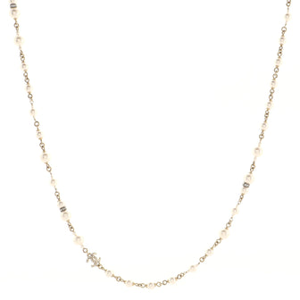 Chanel Coco Long Necklace Metal with Faux Pearls and Crystals