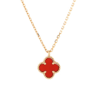 Van Cleef & Arpels Sweet Alhambra Pendant Necklace 18K Rose Gold and Carnelian