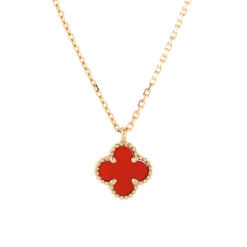 Van Cleef & Arpels Sweet Alhambra Pendant Necklace 18K Rose Gold and Carnelian