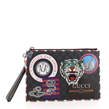 Gucci Night Courrier Pouch GG Coated Canvas with Applique