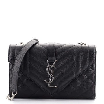 Saint Laurent Classic Monogram Envelope Satchel Mixed Matelasse Leather Small