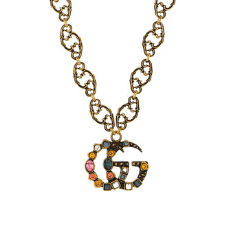Gucci GG Arabesque Pendant Necklace Metal with Crystals