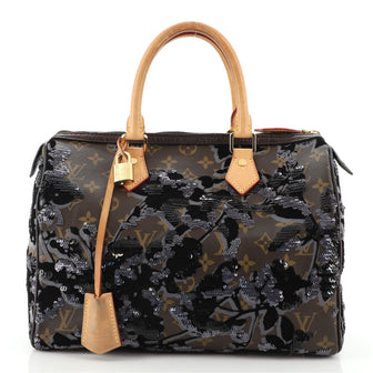Louis Vuitton Speedy Handbag Fleur De Jais Monogram Canvas 30