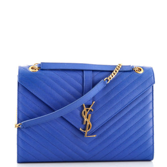 Saint Laurent Classic Monogram Envelope Satchel Matelasse Chevron Leather Large