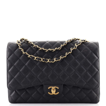 Chanel Classic Double Flap Bag Quilted Caviar Maxi