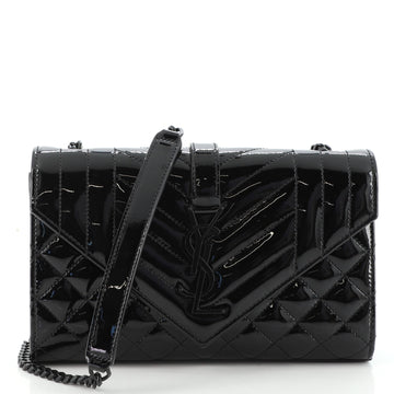 Saint Laurent Classic Monogram Envelope Satchel Mixed Matelasse Patent Small