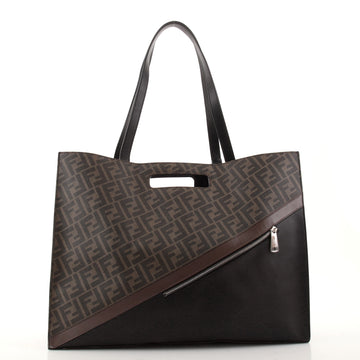Fendi Forever Fendi 197 Tote Zucca Coated Canvas and Leather East West